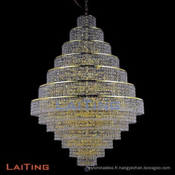 Style moderne clair grand cristal K9 lustre lustre lumière pendentif lampe